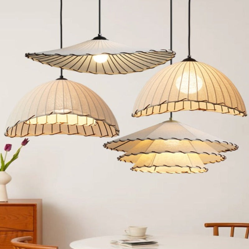 Boho Dekorativ LED Pendelleuchte Gelb Stoff Schlafzimmer