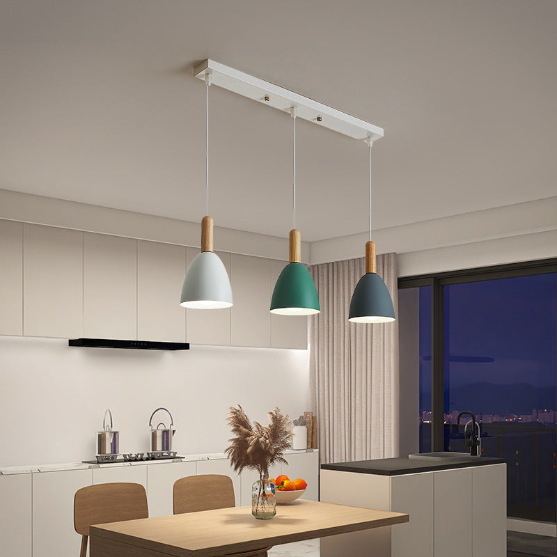 Morandi Moderne minimalistische LED Pendelleuchte Metall/Holz Wohnzimmer/Schlafzimmer