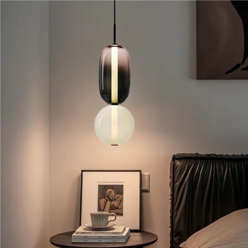 Morandi Modern Design LED Pendelleuchte Schwarz Glas Schlafzimmer