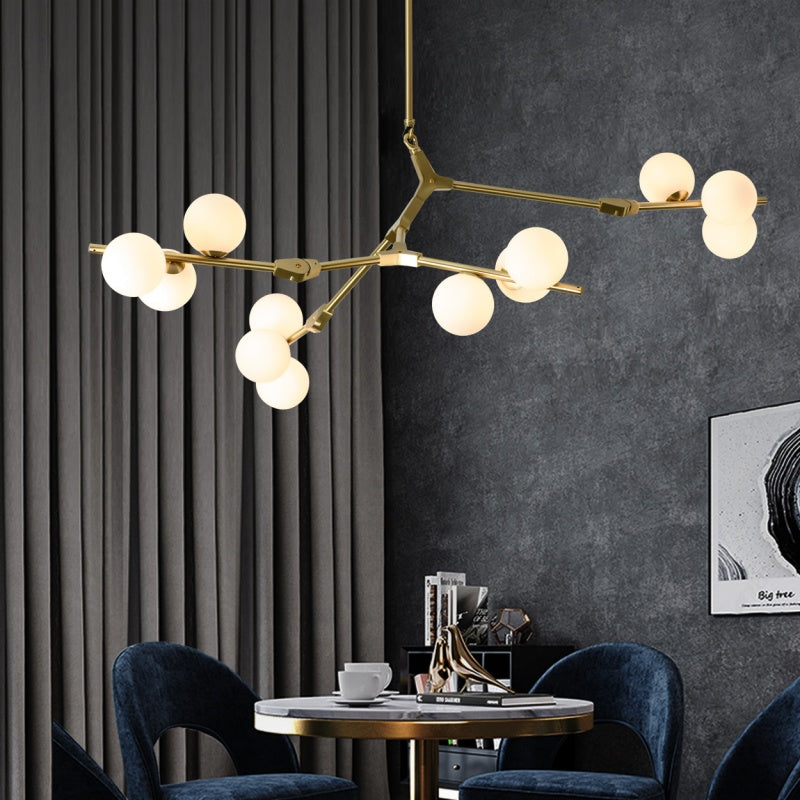 Valentina Modern LED-Kronleuchter Gold/Schwarzes Glas Wohnzimmer/Schlafzimmer