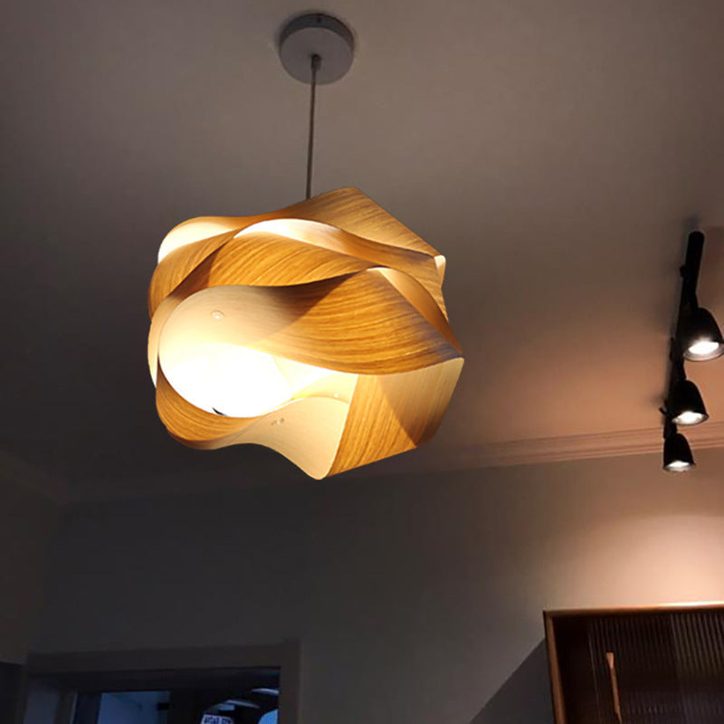 Muto Modern LED Pendelleuchte Holz Wohnzimmer/Schlafzimmer