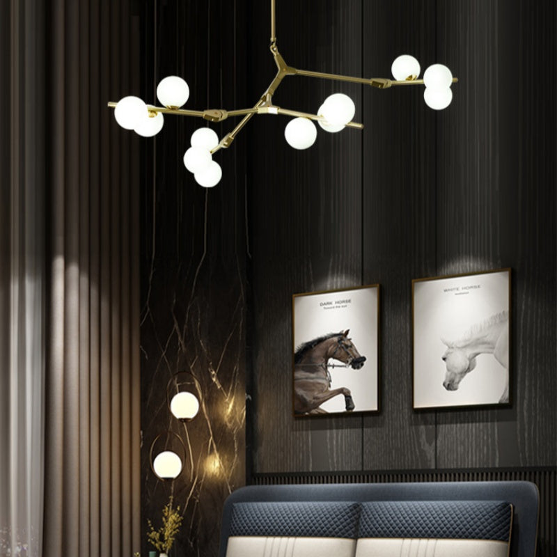 Valentina Modern LED-Kronleuchter Gold/Schwarzes Glas Wohnzimmer/Schlafzimmer