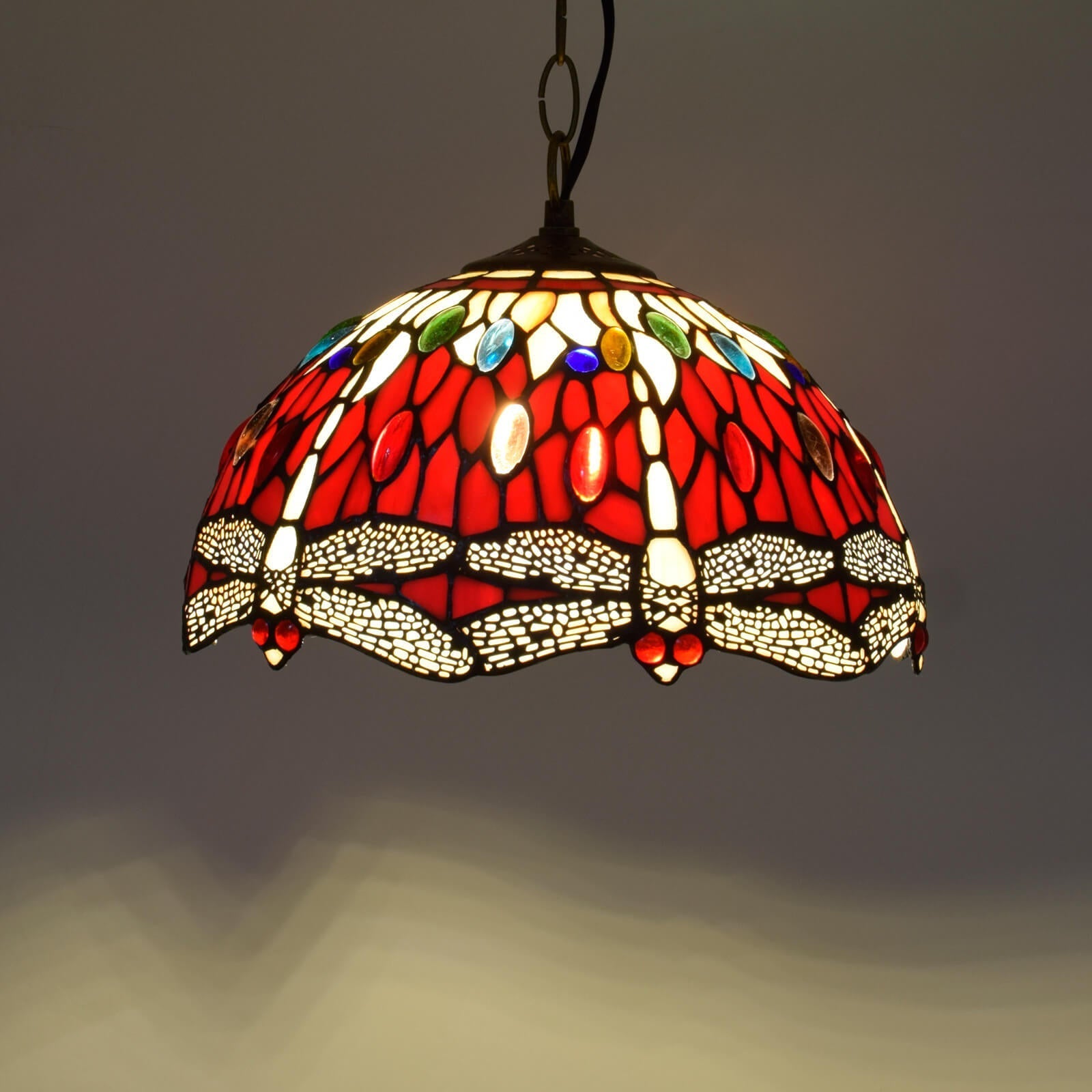 Eryn Vintage LED Pendelleuchte Rotes Glas Wohnzimmer/Schlafzimmer