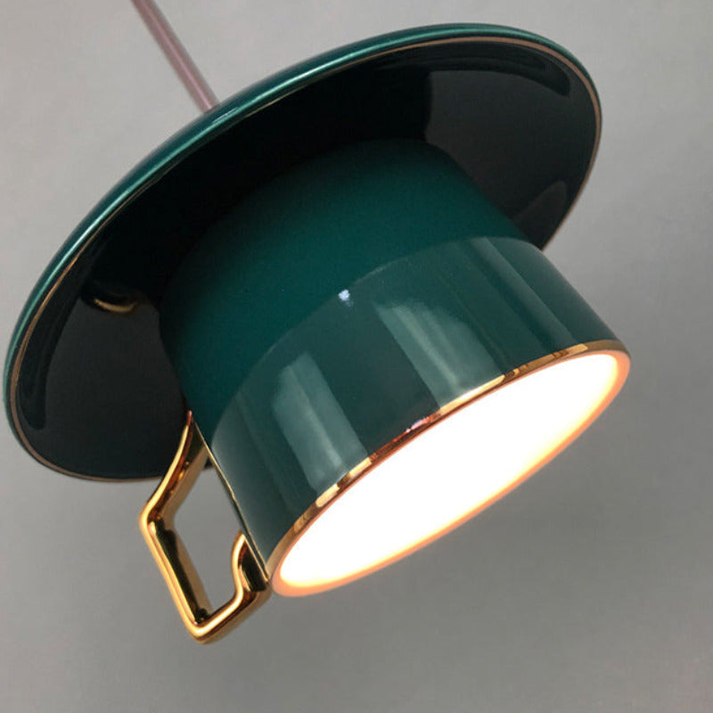 Hailie Quadratischer Griff Cup Keramik LED Pendelleuchte Wohnzimmer