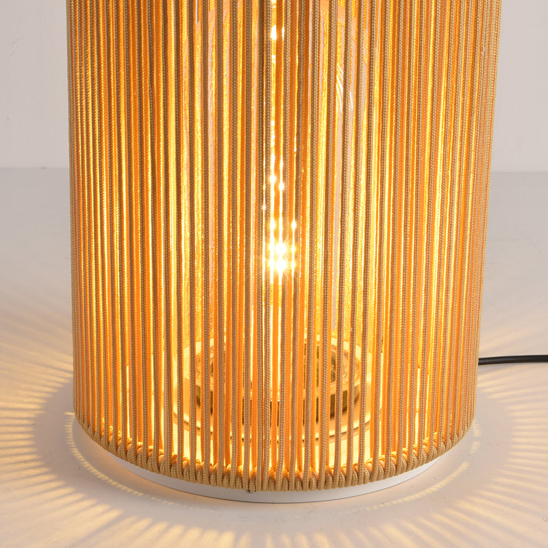 Ritta Modern LED Stehlampe, Zylinder, Metall/Rattan, Außen