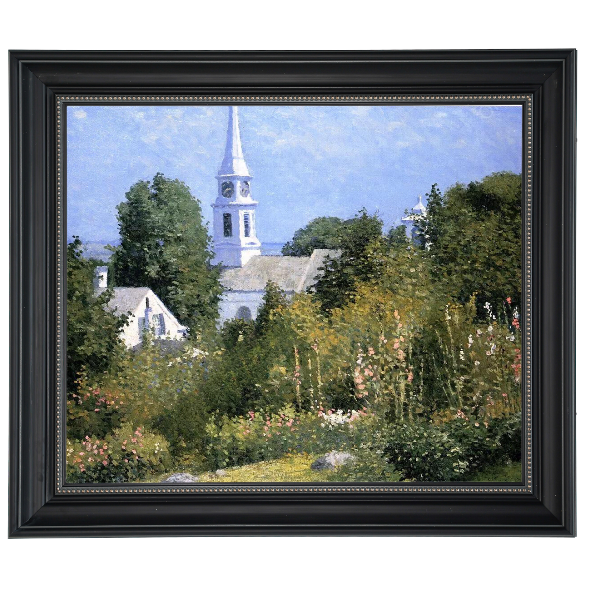 Hollyhocks Garden, Mystic, Connecticut - Landhausstil Wandkunstdrucke Dekor für Wohnzimmer