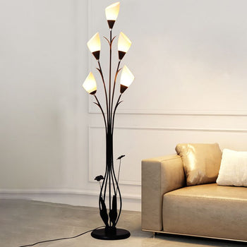 Bella Modern Blume LED Stehleuchte Schwalz Bade/Wohnzimmer Metall Acryl