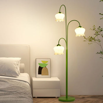 Lily Modern Blume LED Stehleuchte Grüne Wohnzimmer/Schlafzimmer Metall/Glas Maiglöckchen