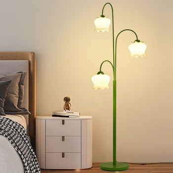 Lily Modern Blume LED Stehleuchte Grüne Wohnzimmer/Schlafzimmer Metall/Glas Maiglöckchen