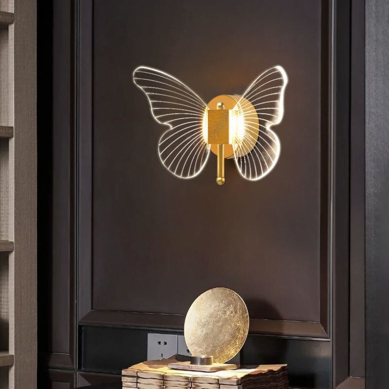 Kady Modern Niedlicher Schmetterling LED Wandleuchte Gold Wohn/Schlafzimmer Metall