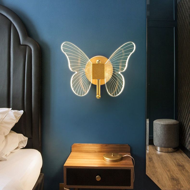 Kady Modern Niedlicher Schmetterling LED Wandleuchte Gold Wohn/Schlafzimmer Metall