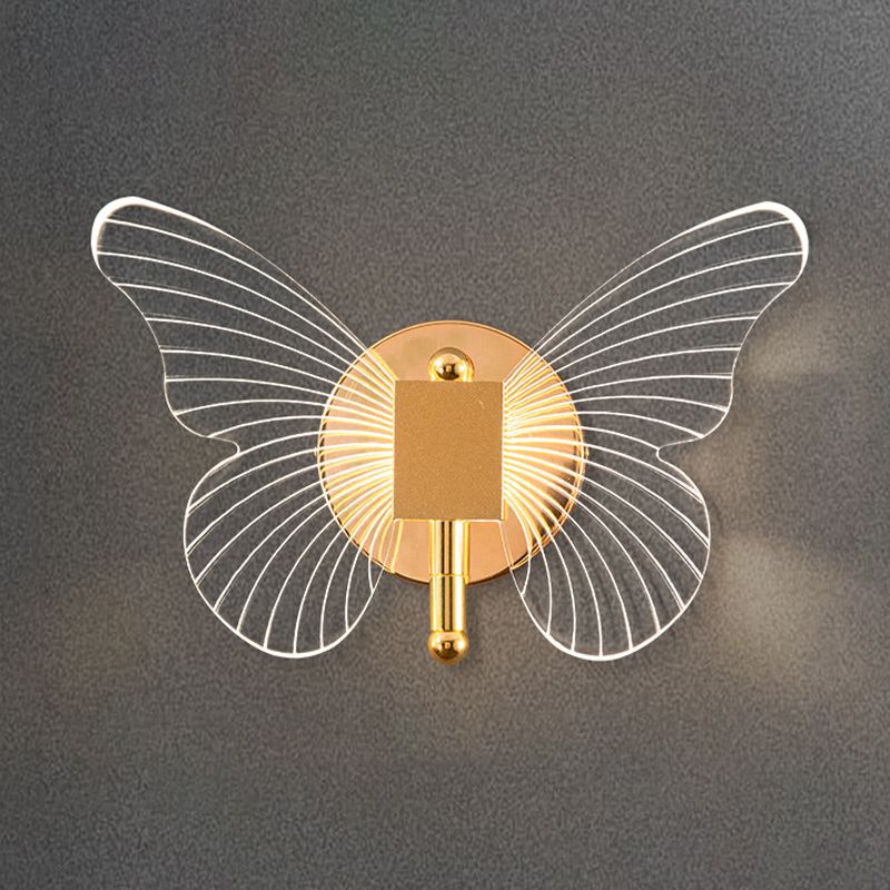 Kady Modern Niedlicher Schmetterling LED Wandleuchte Gold Wohn/Schlafzimmer Metall