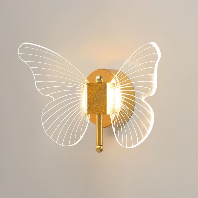 Kady Modern Niedlicher Schmetterling LED Wandleuchte Gold Wohn/Schlafzimmer Metall