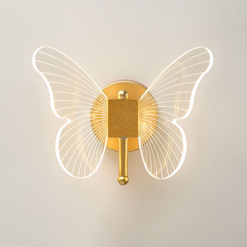 Kady Modern Niedlicher Schmetterling LED Wandleuchte Gold Wohn/Schlafzimmer Metall