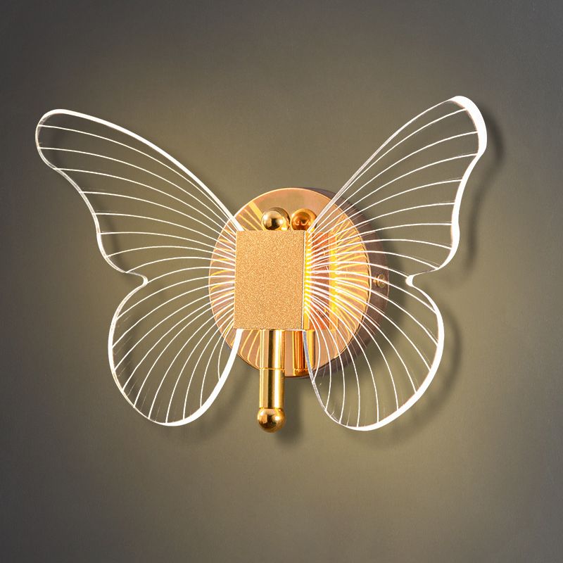 Kady Modern Niedlicher Schmetterling LED Wandleuchte Gold Wohn/Schlafzimmer Metall