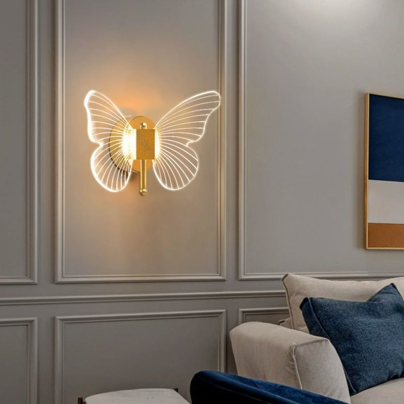 Kady Modern Niedlicher Schmetterling LED Wandleuchte Gold Wohn/Schlafzimmer Metall