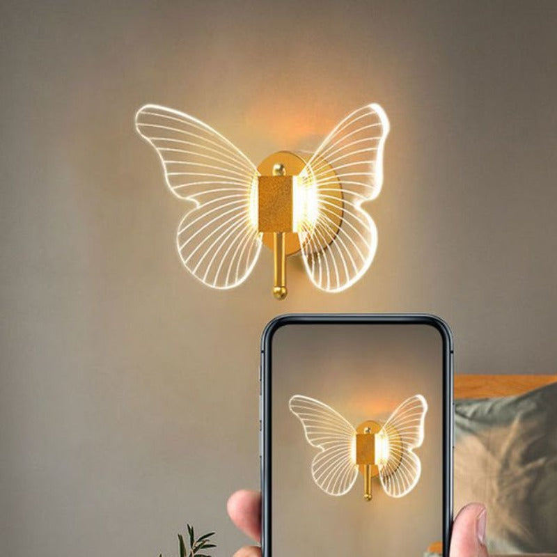 Kady Modern Niedlicher Schmetterling LED Wandleuchte Gold Wohn/Schlafzimmer Metall