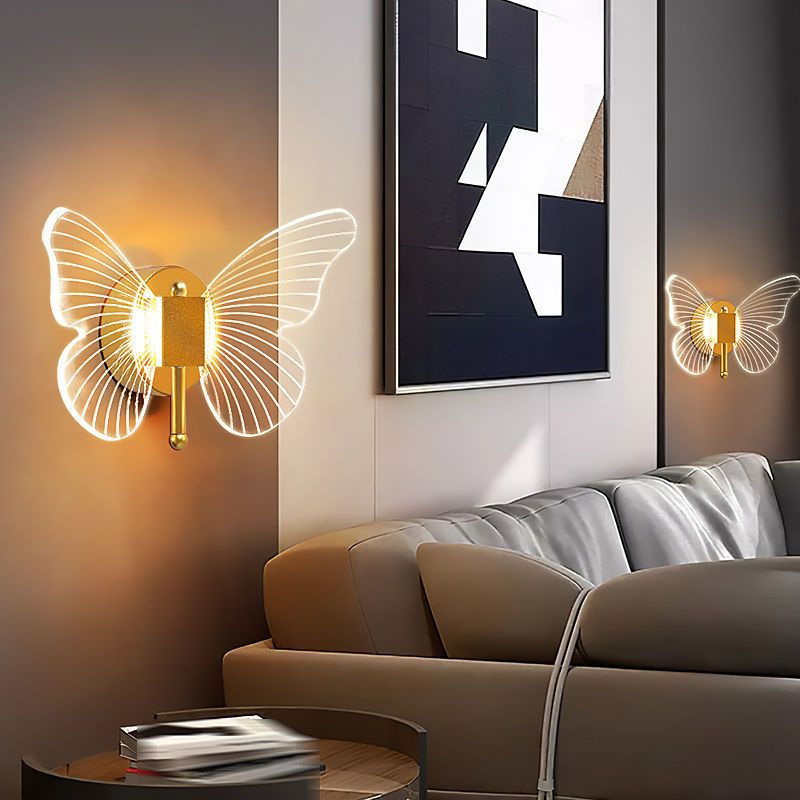 Kady Modern Niedlicher Schmetterling LED Wandleuchte Gold Wohn/Schlafzimmer Metall