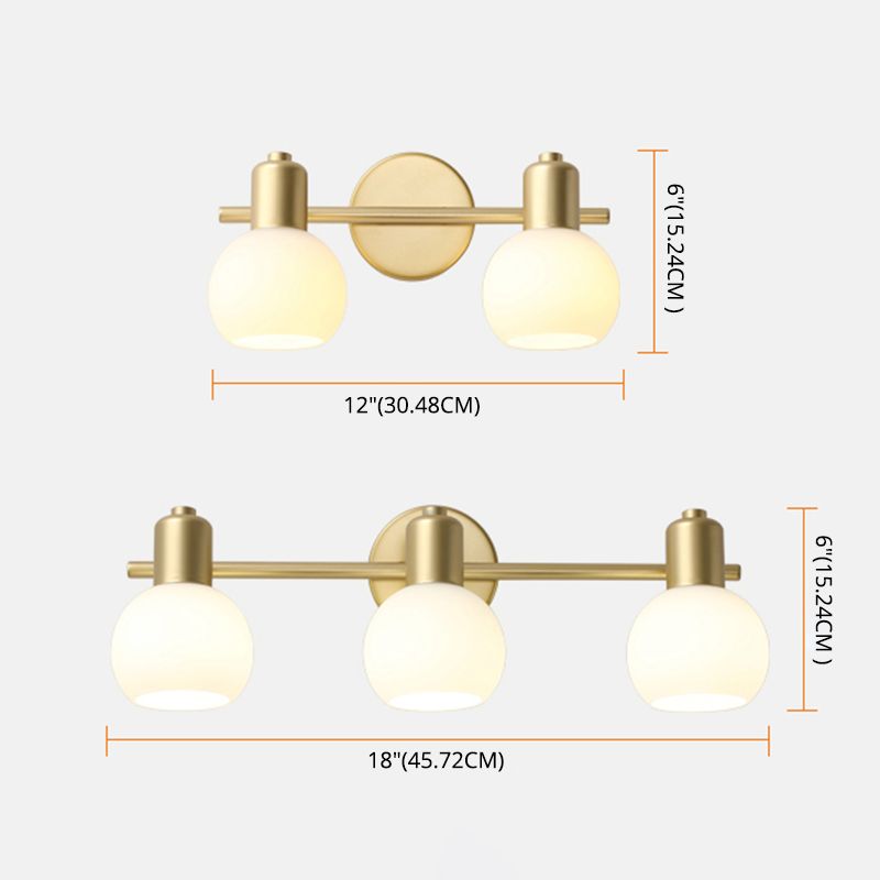 Valentina Modern Globe LED Wandleuchten Gold Wohn/Schlafzimmer Metall/Glas 2/3/4 Leuchten