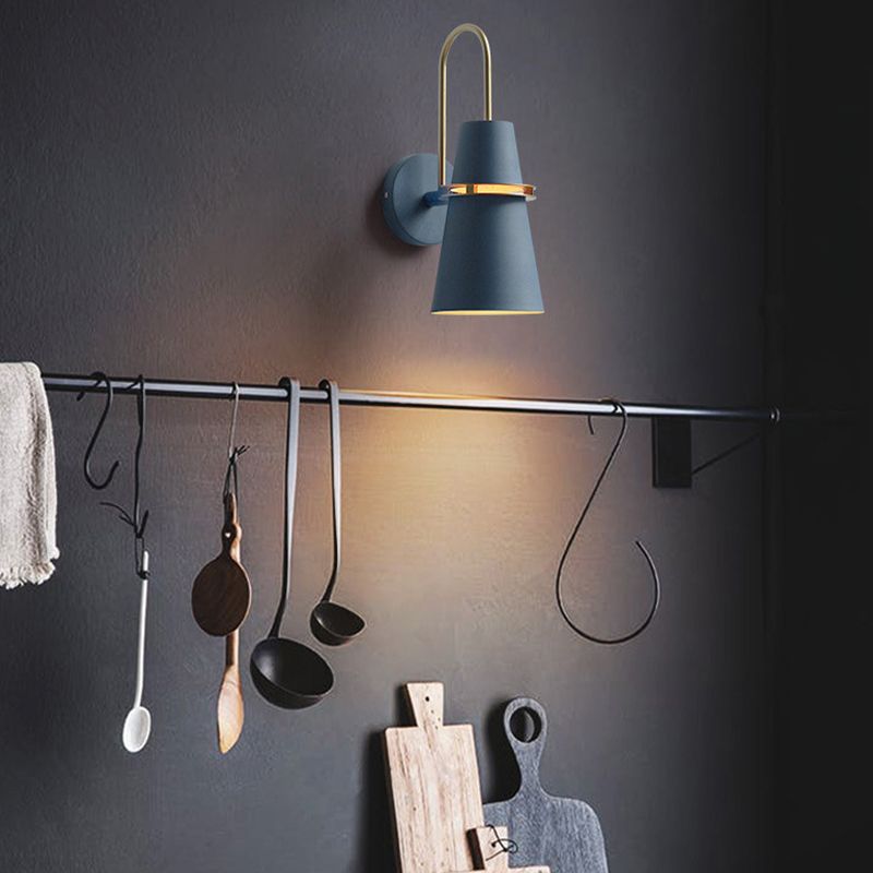 Morandi Modern Cone LED Wandleuchte Schwarz/Weiß/Blau Esstisch/Bade/Schlafzimmer Metal