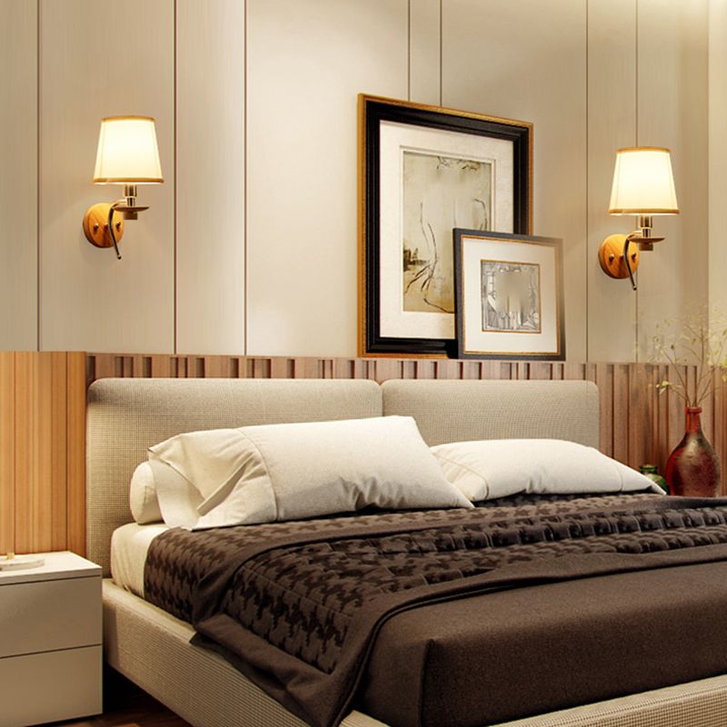 Eryn Retro Geometric LED Wandleuchte Beige Schlafzimmer/Badezimmer Holz Metall