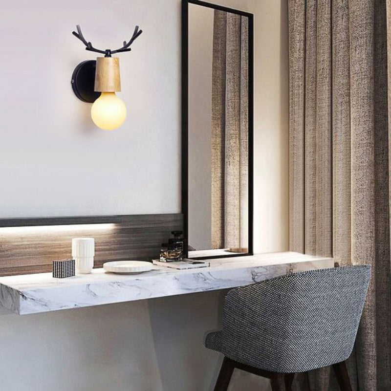 Ozawa Modern Antler LED Wandleuchte Schwarz Weiß Schlafzimmer/Badezimmer Metall Holz Glas