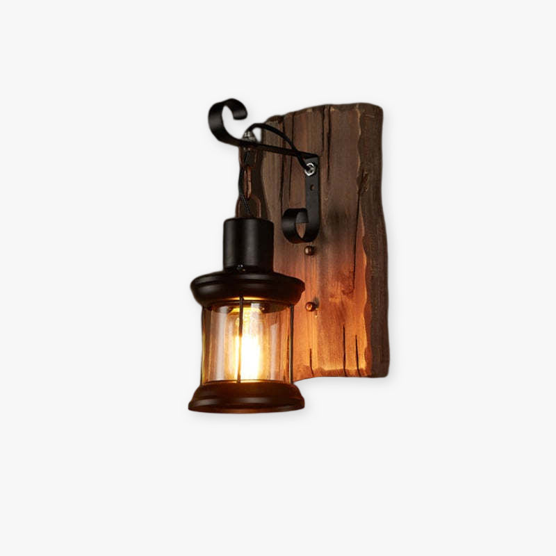 Alessio Vintage LED Wandleuchte Innen Lampe Flur Bronze Holz/Glas