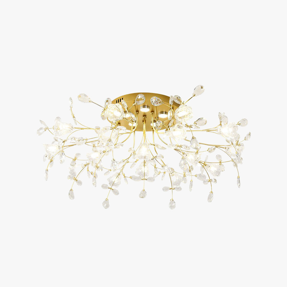 Lili Blume Design LED Deckenleuchte Gold Wohn/Schlaf/Kinderzimmer Flur Metall&Glas