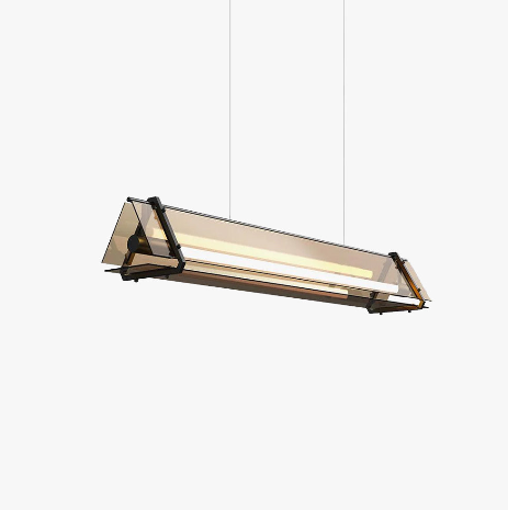 Edge Industrielle LED Pendelleuchte Schlaf/Wohnzimmer Gold Glas