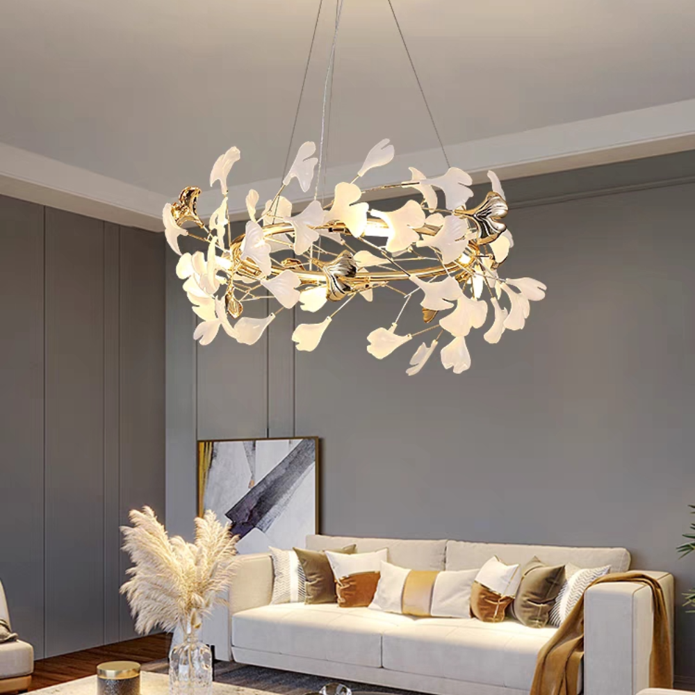 Olivia GinkLuxe Moderner gold LED Kronleuchter, aus Metall&Keramik