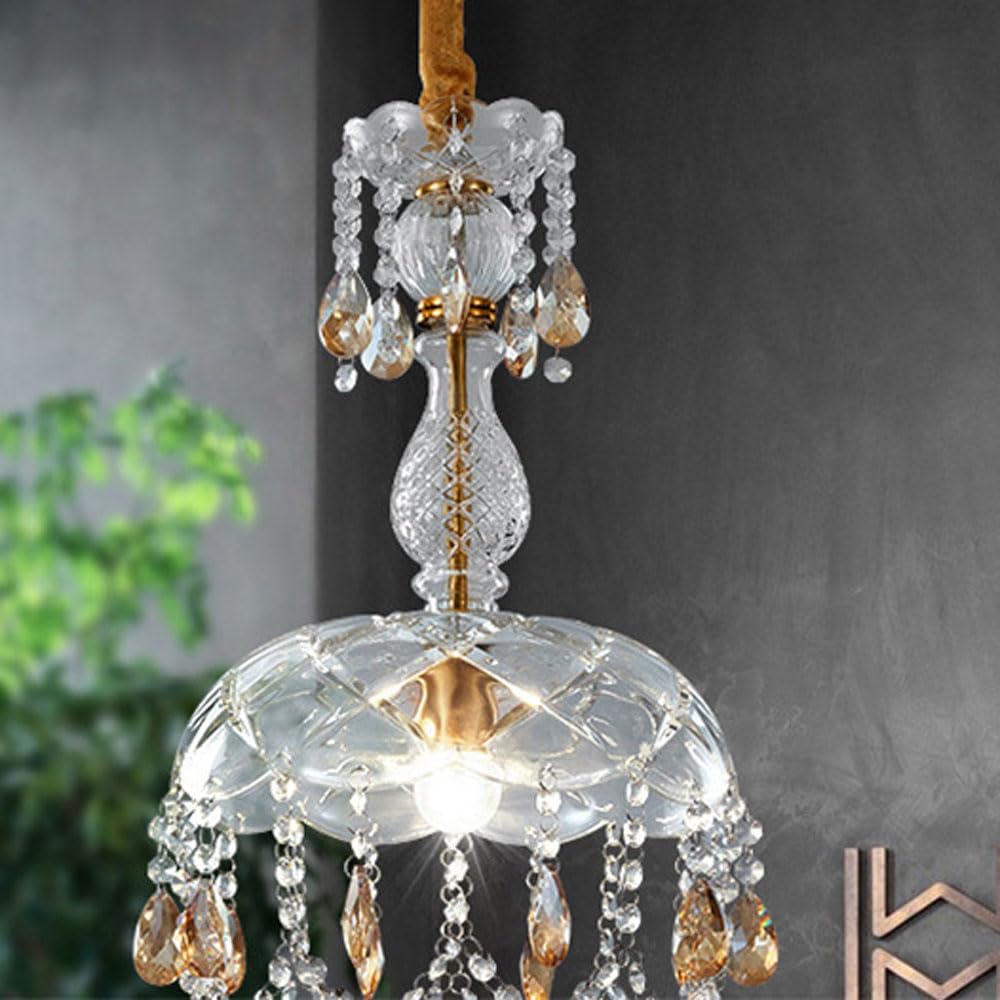 Marylin Retro LED Kristall Runde Pendelleuchte Gold Glas Wohnzimmer Bar