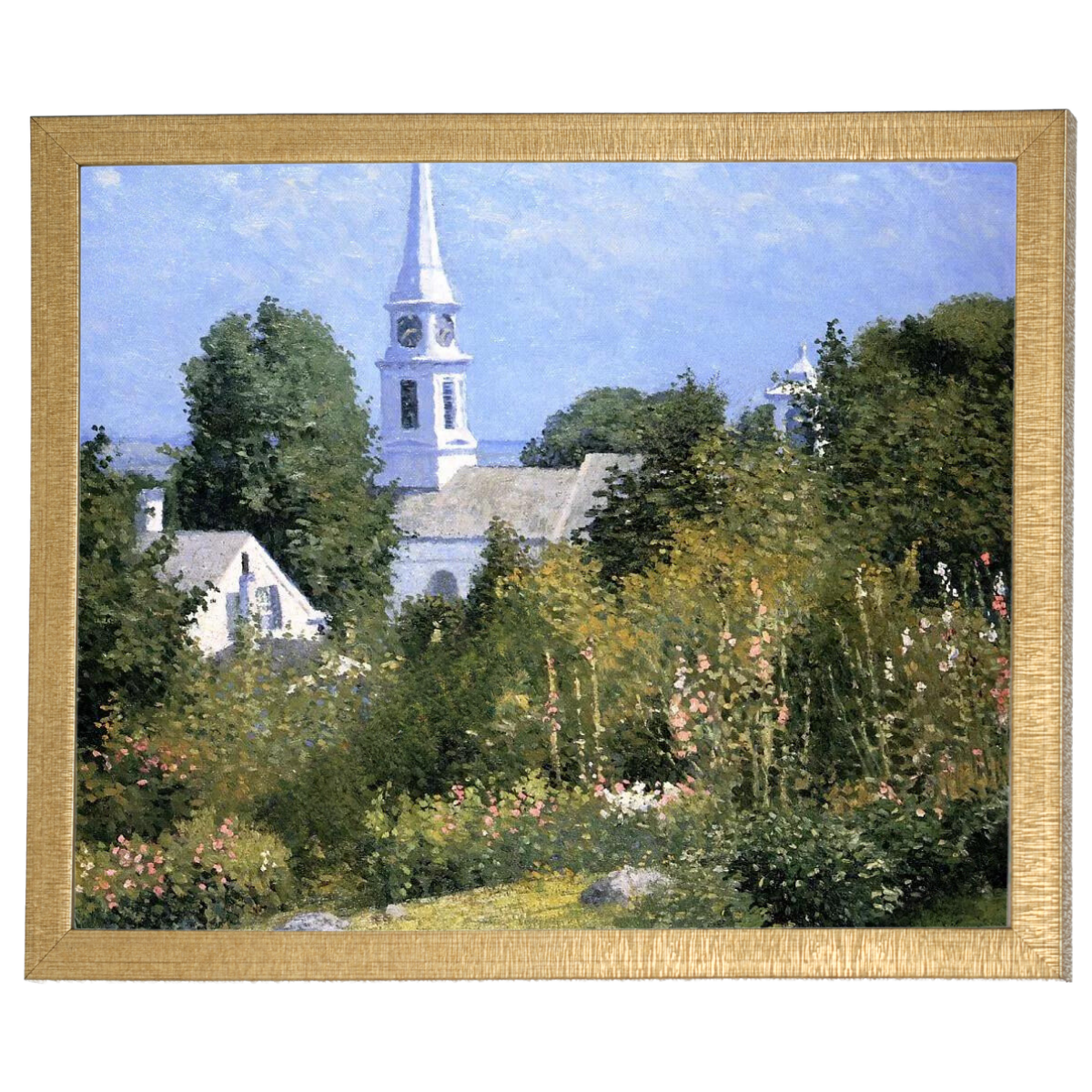 Hollyhocks Garden, Mystic, Connecticut - Landhausstil Wandkunstdrucke Dekor für Wohnzimmer