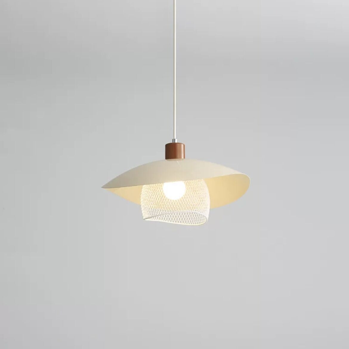 Eveline Modern LED Pendelleuchte Beige Grün Holz Metall Wohnzimmer