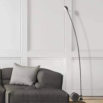 Nordic Grey Arc LED Stehleuchte, Marmor & Metall, Wohnzimmer