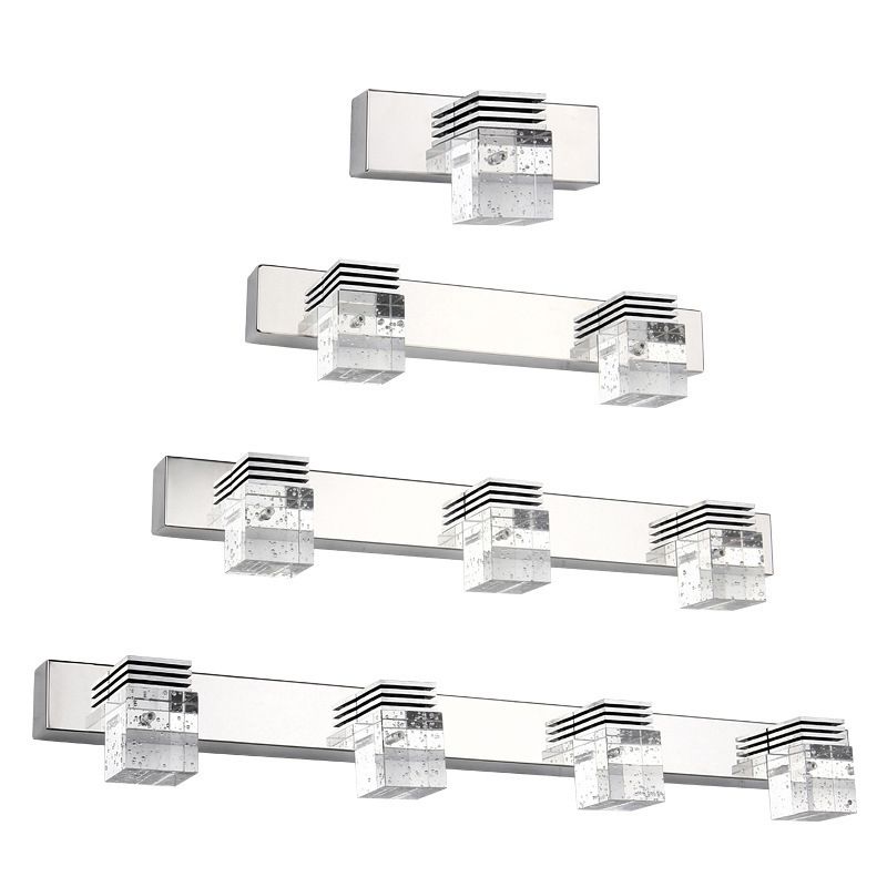 Leigh Modern Quadratisch LED Wandleuchte Silber Schlaf/Badezimmer Metall Kristall