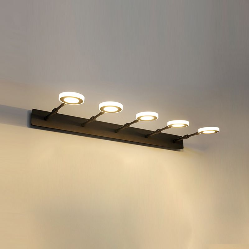 Leigh Modern Rund LED Wandleuchte Schwarz Bade/Schlafzimmer Metall Acryl 2/3/5 Leuchten