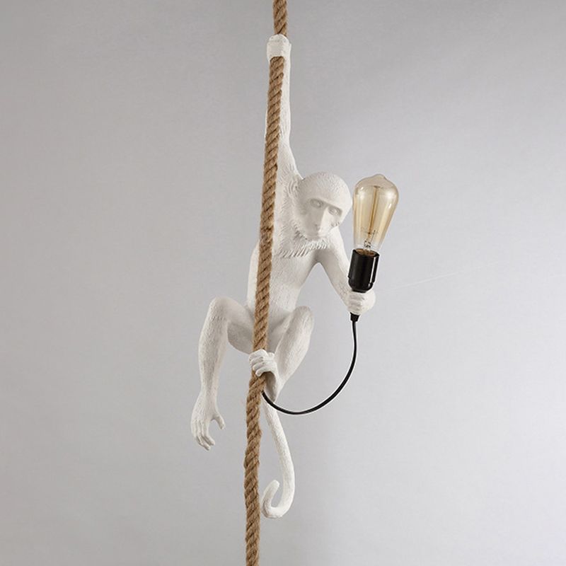 Alessio Retro Harz Affe hängende Pendelleuchte Weiß Wohnzimmer