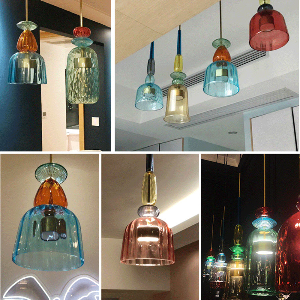 Hailie Modern LED Tasse Glas Pendelleuchte 6 Farben Wohnzimmer