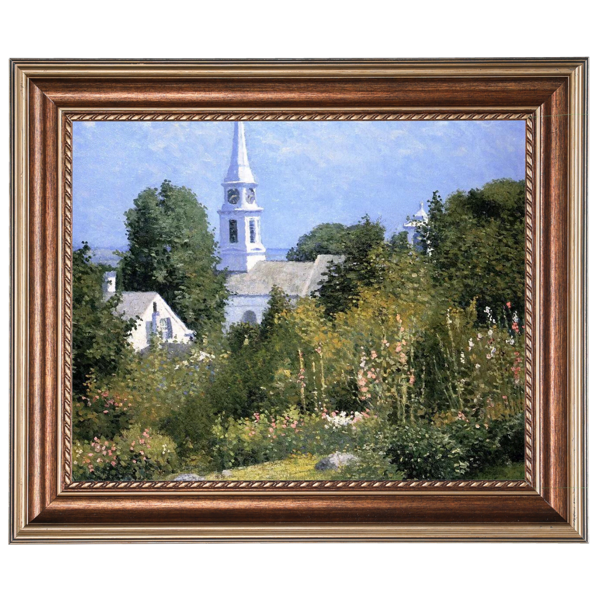 Hollyhocks Garden, Mystic, Connecticut - Landhausstil Wandkunstdrucke Dekor für Wohnzimmer