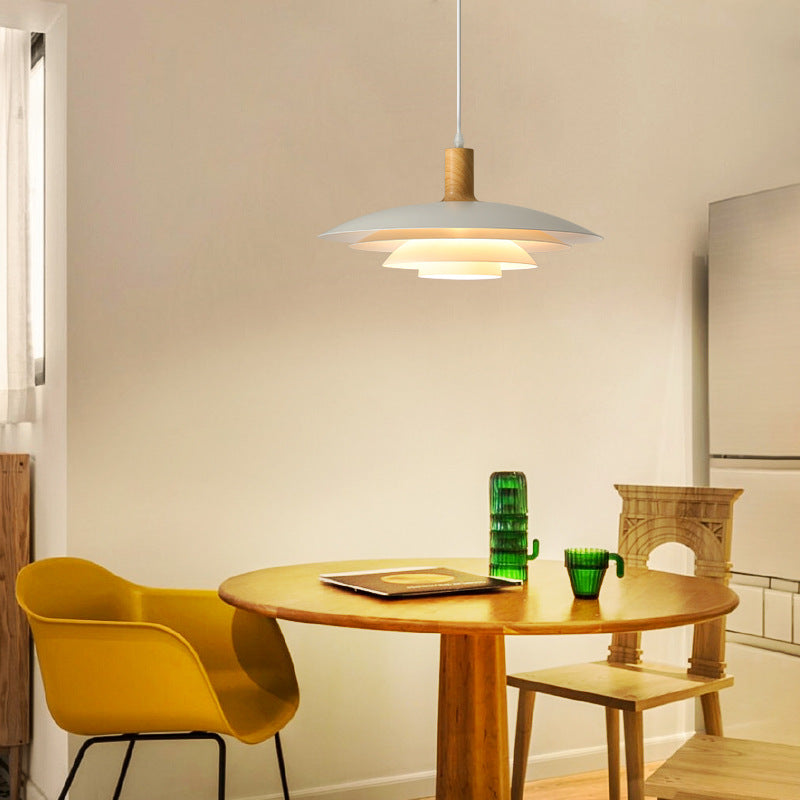 Morandi Moderne LED Pendelleuchte Weiß Holz Metall Schlafzimmer