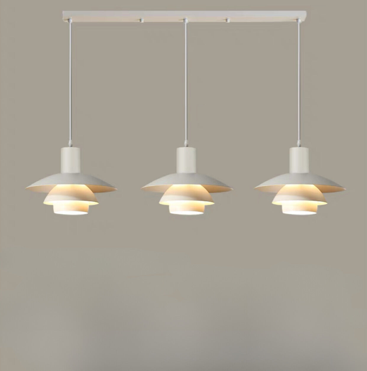 Morandi Moderne LED Pendelleuchte Weiß Holz Metall Schlafzimmer