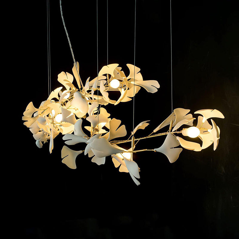 Olivia Modern Kronleuchter Blumen Gold/Weiß Wohnzimmer Metall/Keramik