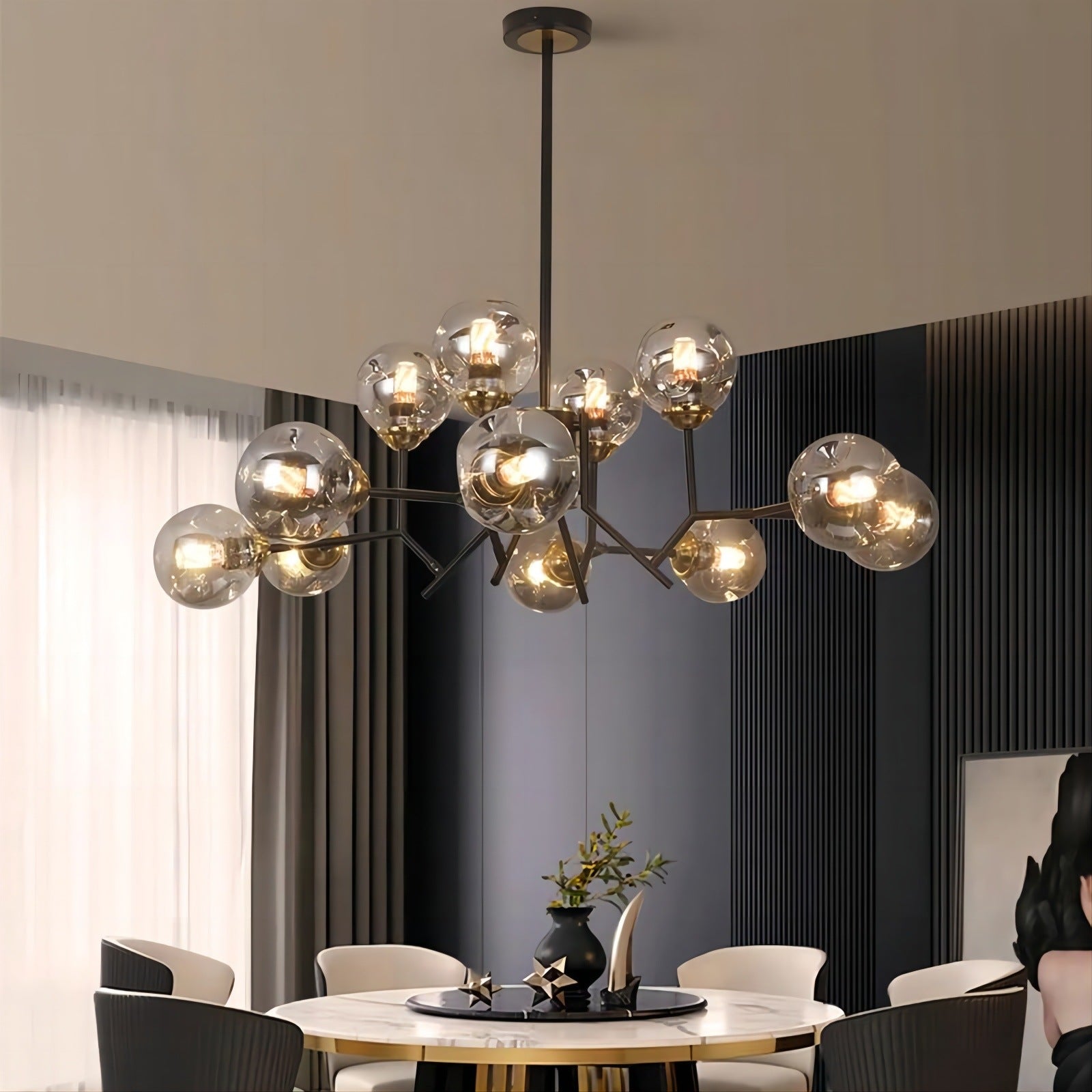 Valentina Modern Esstisch LED Pendelleuchte Metall Glas Wohnzimmer Esszimmer