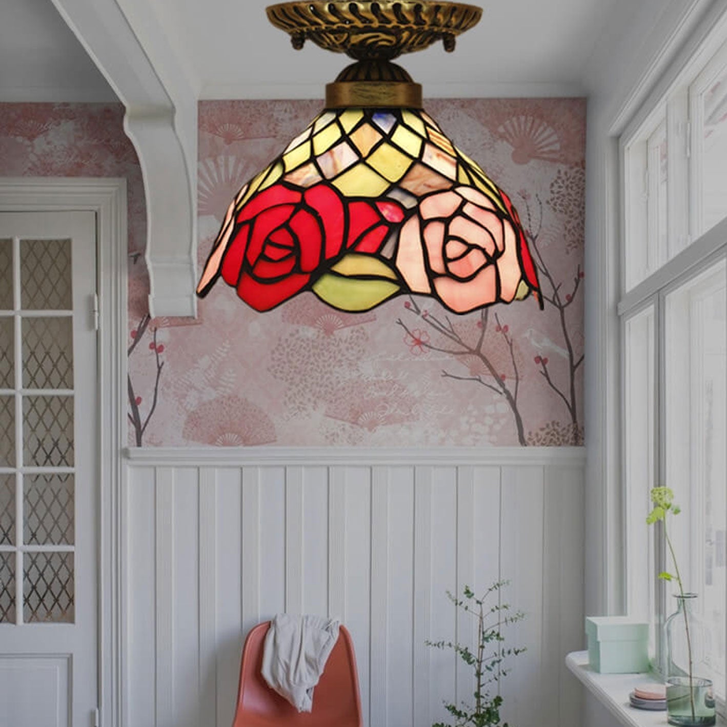 Eryn Vintage Rose Schale LED Deckenleuchte Wohnzimmer