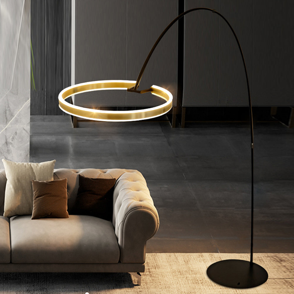 Edge Modern LED Stehlampe Schwarz/Gold Schlaf/Wohnzimmer Metall