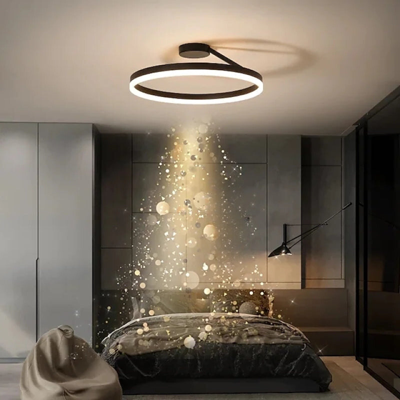 Arisha Modern LED Deckenleuchte Ring Schwarz/Weiß Wohnzimmer Flur Metall