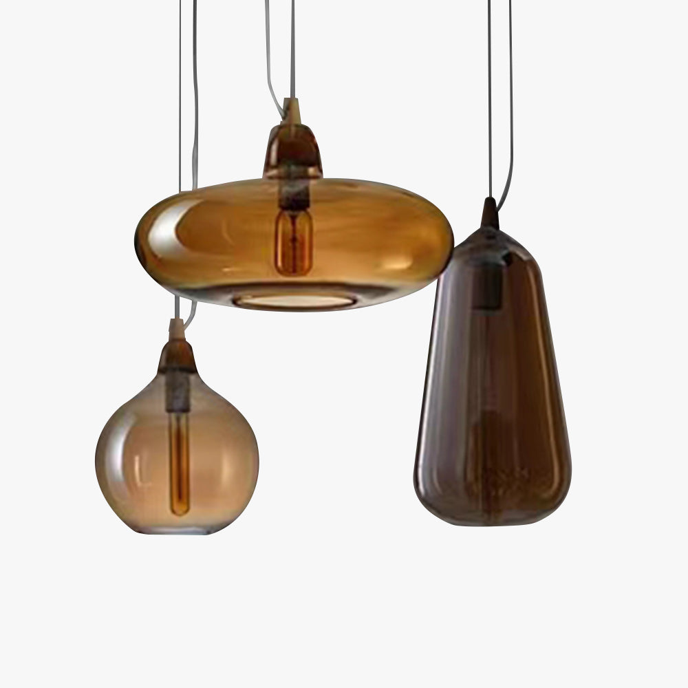 Hailie Design LED Pendelleuchte Amber Schlaf/Wohnzimmer Metall/Glas