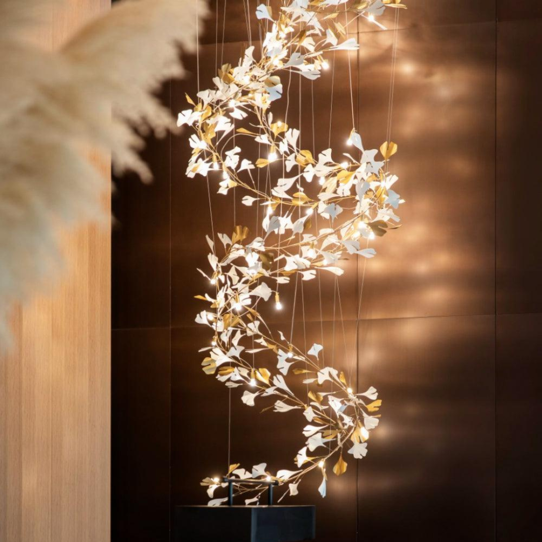 Olivia GloGink Modern Langes Gold LED Kronleuchter, aus Metall&Keramik