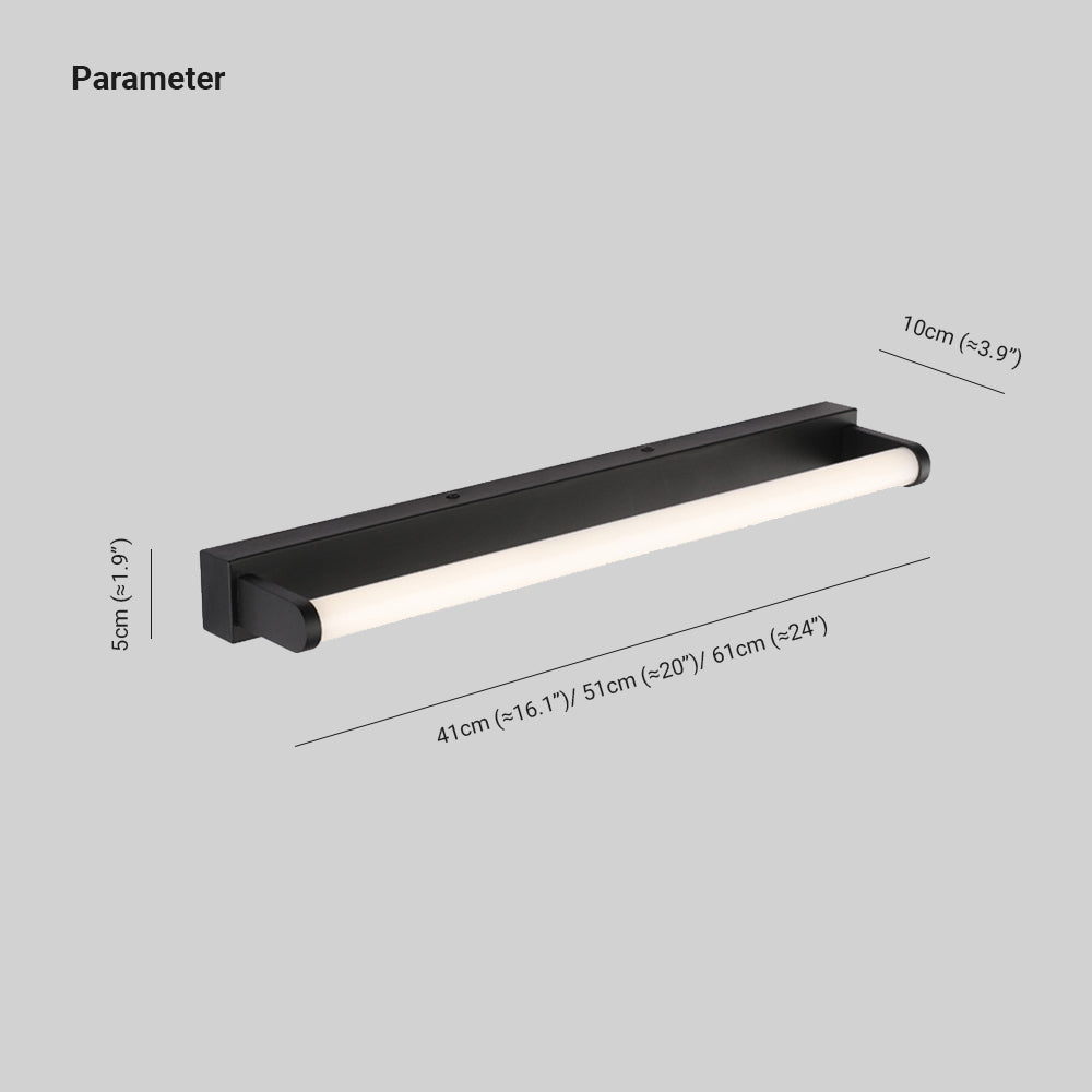 Leigh Minimalistische Lineare Zylindrische Metall/Acryl Wandleuchte, Schwarz, Badezimmer