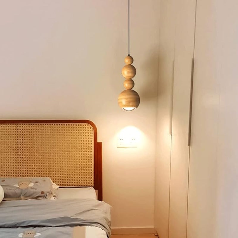 Muto Vintage LED Pendelleuchte Weiß Holz Metall Wohnzimmer